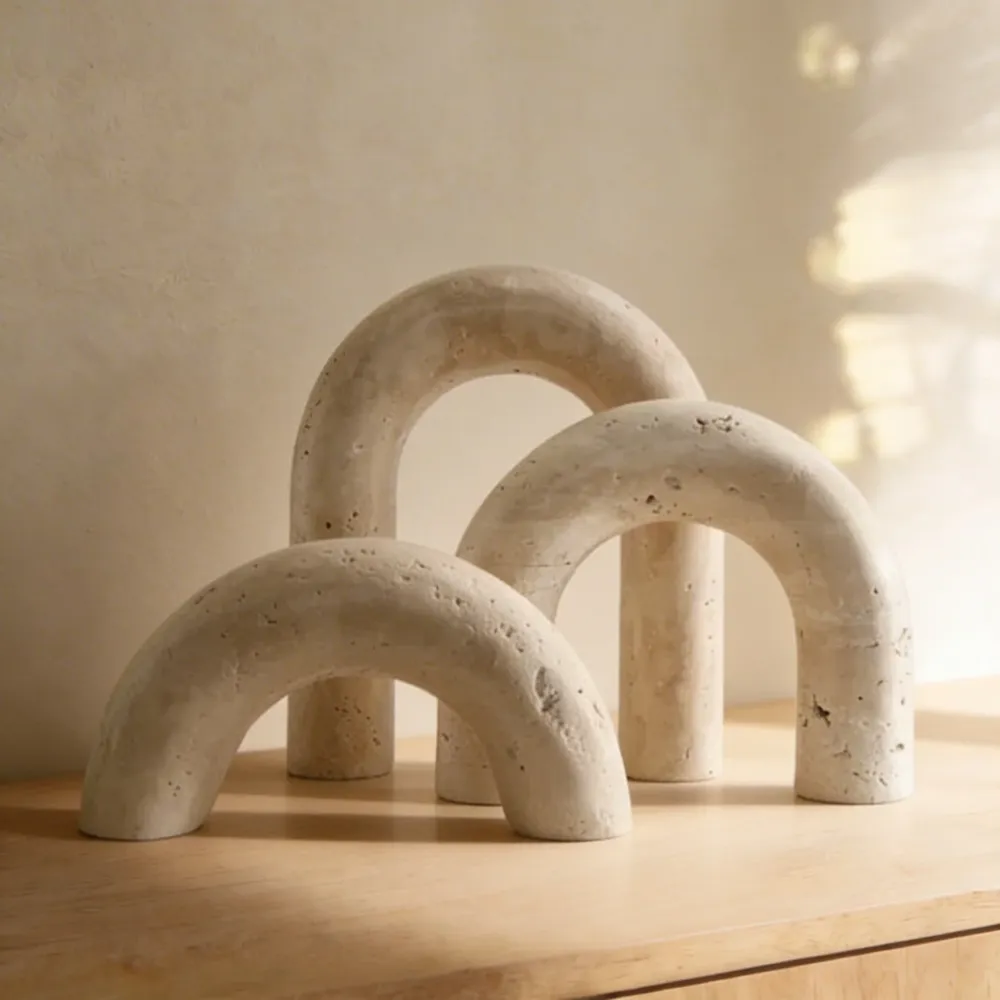 Set 3 Arcos Figura Deco Estilo Mármol Travertino Santú Home & Deco