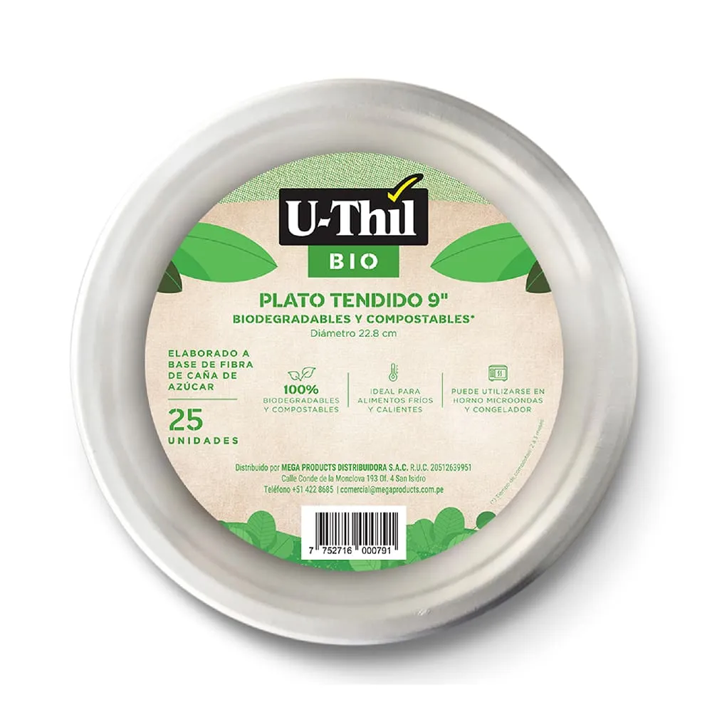 Plato 22.8 cm x 25 und biodegradable U thil
