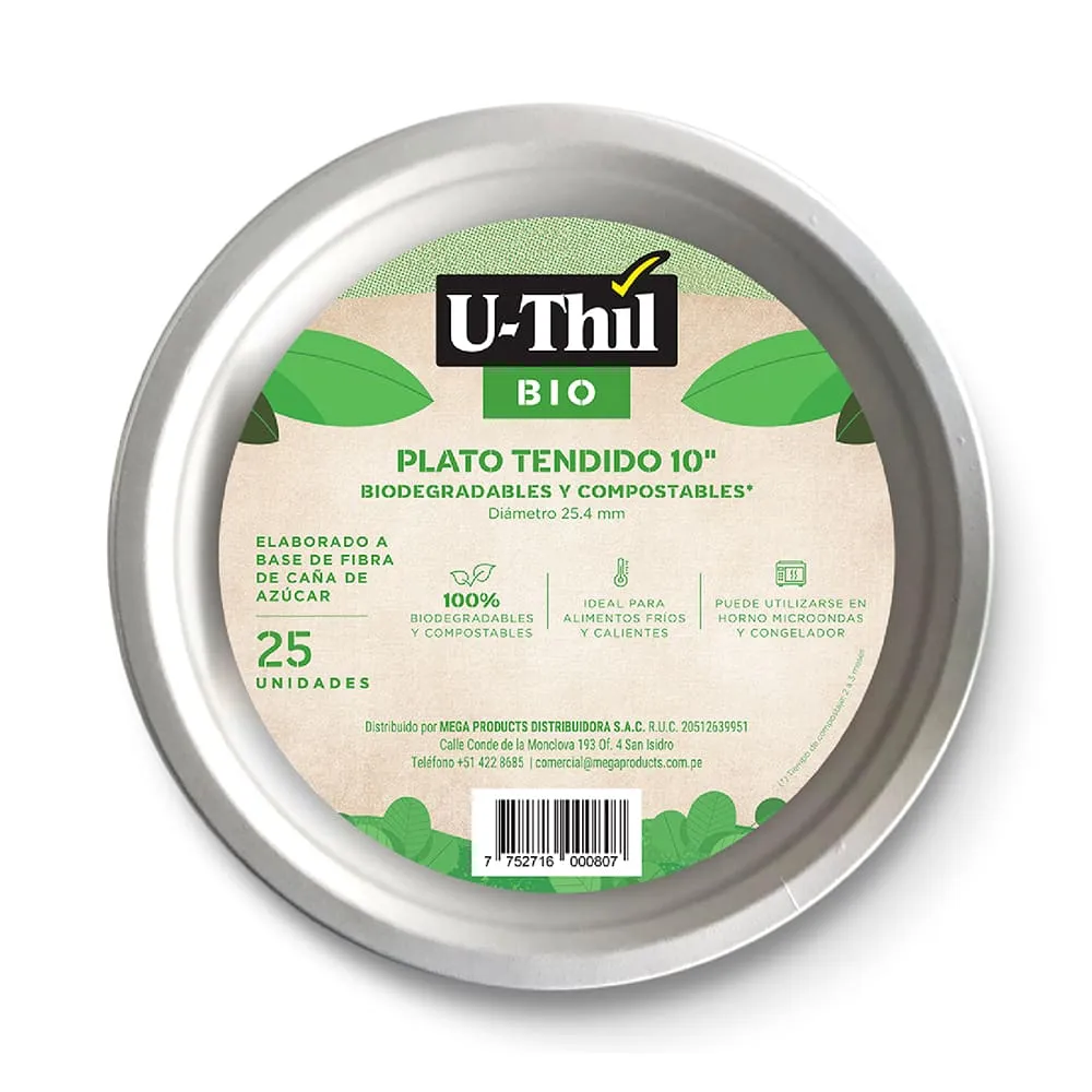 Plato 25.4 cm x 25 und biodegradable U thil