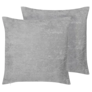 Conjunto de 2 cojines de poliéster gris 45 x 45 cm NOLANA con Estructura de Aluminio