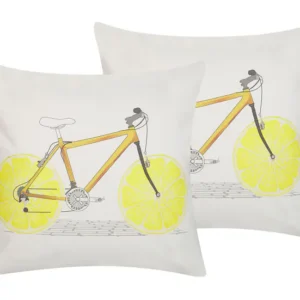 Sillón de Jardín Conjunto de 2 cojines de algodón blanco/amarillo/marrón/gris 45 x 45 cm RUSCUS