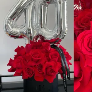 Caja de Rosas Frescas Naturales con Números para cumpleaños o aniversario The Prestige Roses Madrid