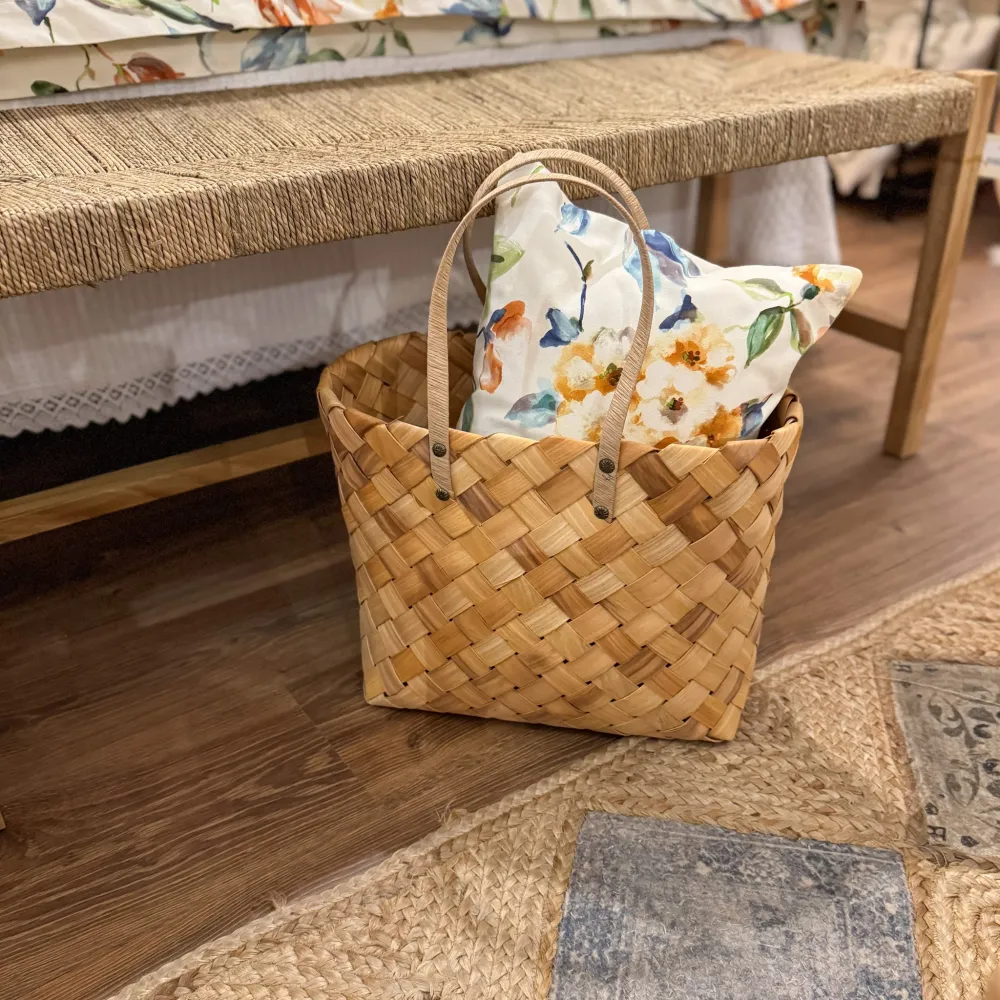 Cesta de madera natural con asas 39x20x30 cm Petra Decora
