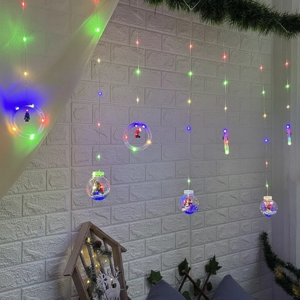 Cortina Intercalada Aros y Esferas 3M x 105 Led Navidad 1650A Multicolor