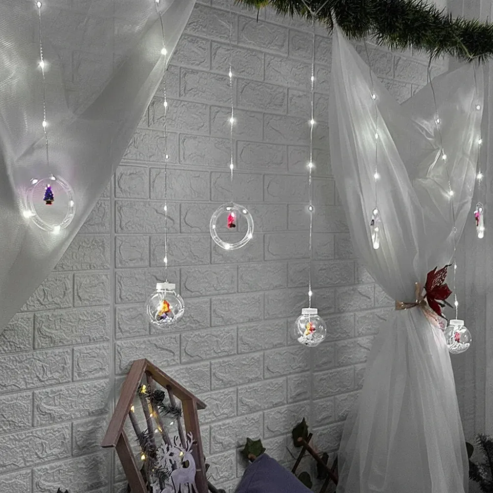 Cortina Intercalada Aros y Esferas 3M x 105 Led Navidad 1650A Multicolor