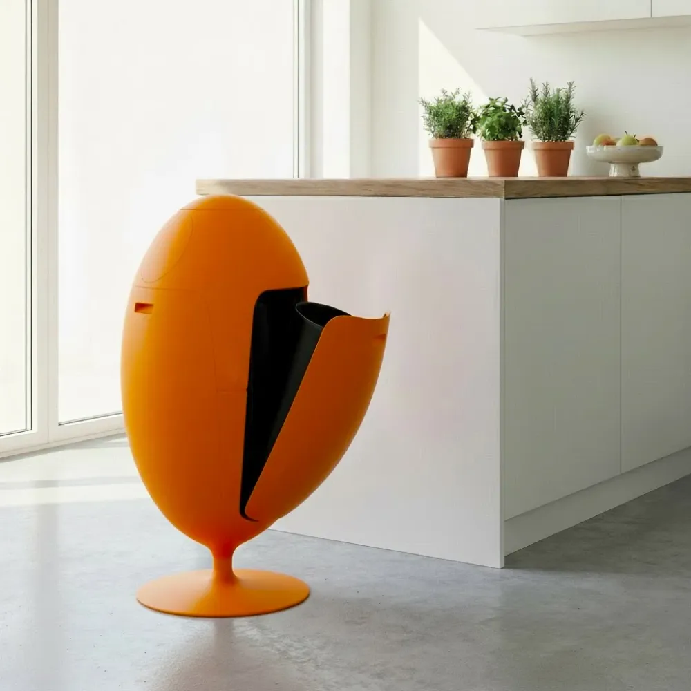 Ovetto Galà Naranja Mate - Papelera de diseño