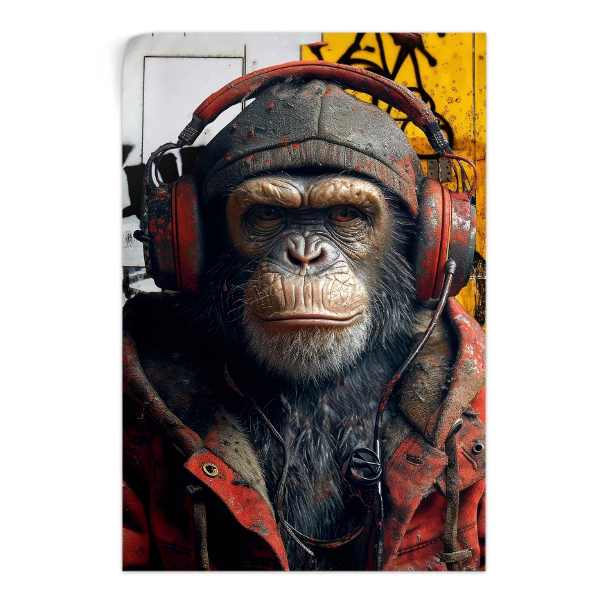 Chango Con Audífonos Poster