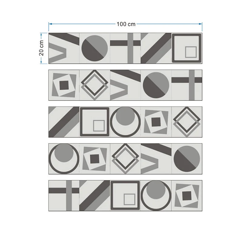 Juego de paneles de papel pintado con forma geométrica gris, despegar y pegar, arte moderno de pared para baño Clearhalo