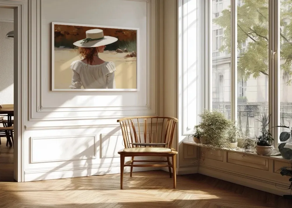 Mujer con sombrero blanco Fine Artic