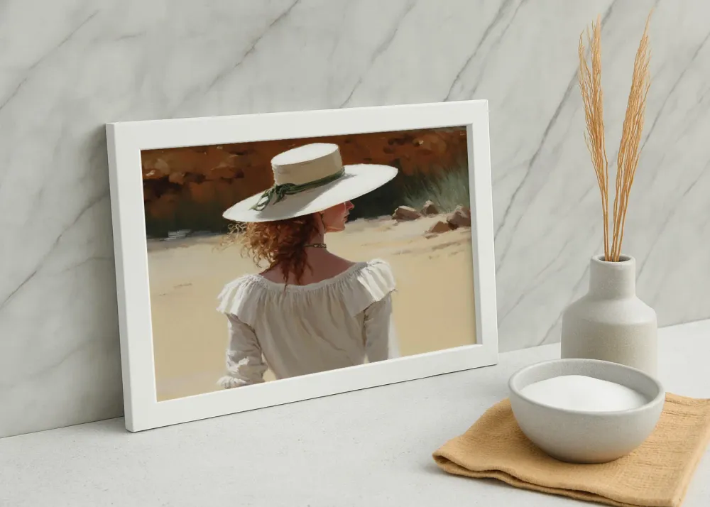 Mujer con sombrero blanco Fine Artic
