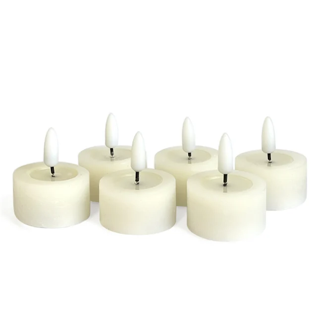 Set 6 Velas de cera LED para t-lights - Ø4,5x2,5 cm LL