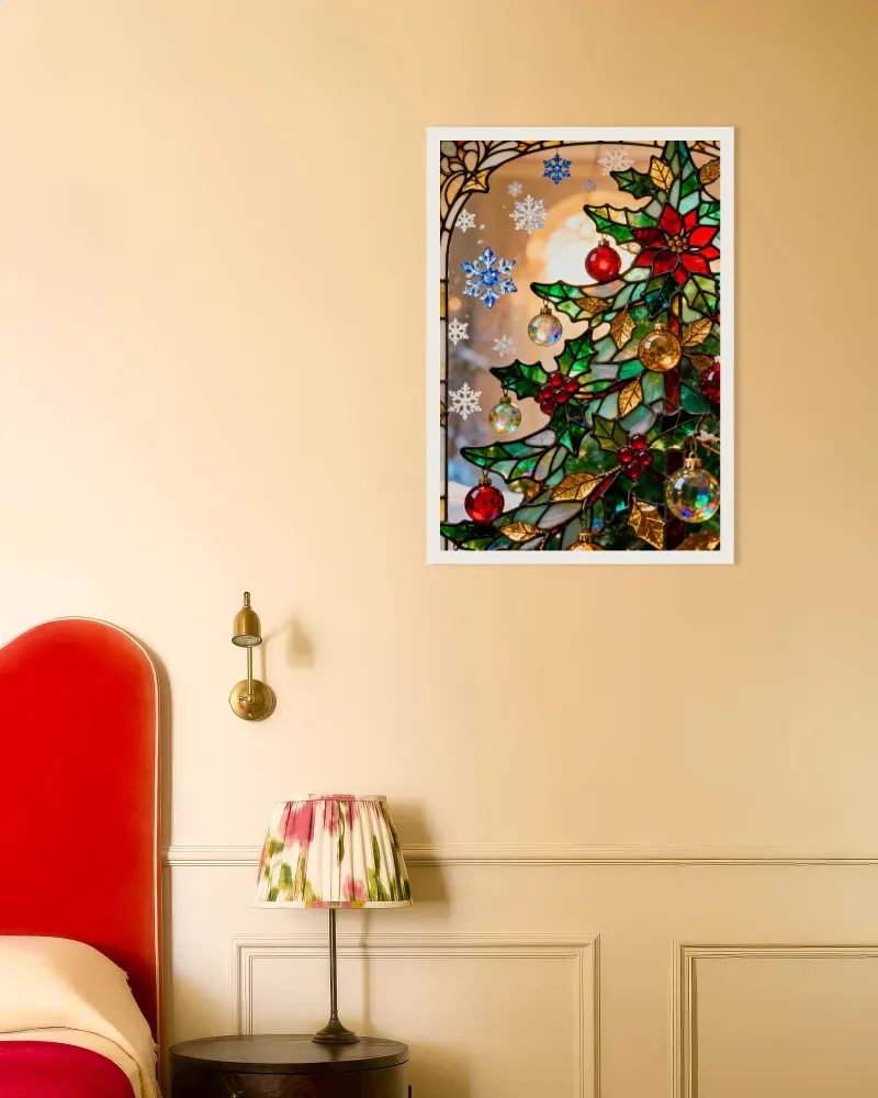 Póster de árbol de Navidad de vidriera Posterscape Creative Studio