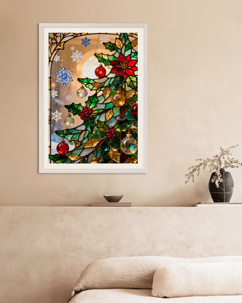 Póster de árbol de Navidad de vidriera Posterscape Creative Studio