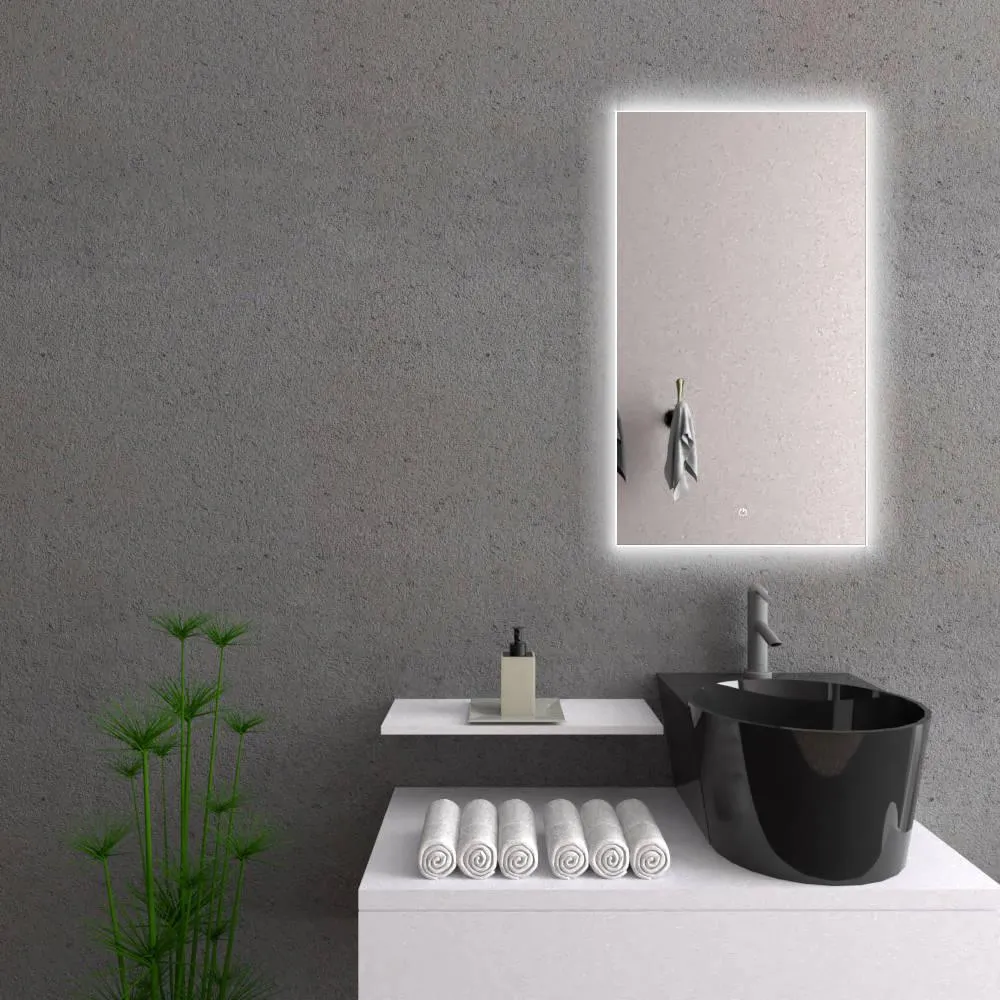 Espejo Rectangular Garda, Gris, con Luz Led y Botón Touch Reflekta MG