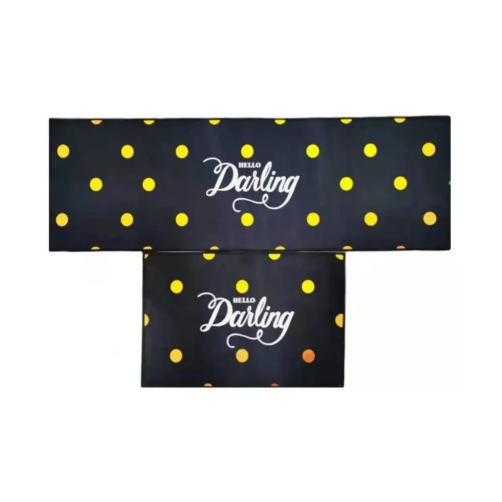 Set 2 Alfombras Cocina Piso Entrada Antideslizante 120x40 CM Puntos Dorado