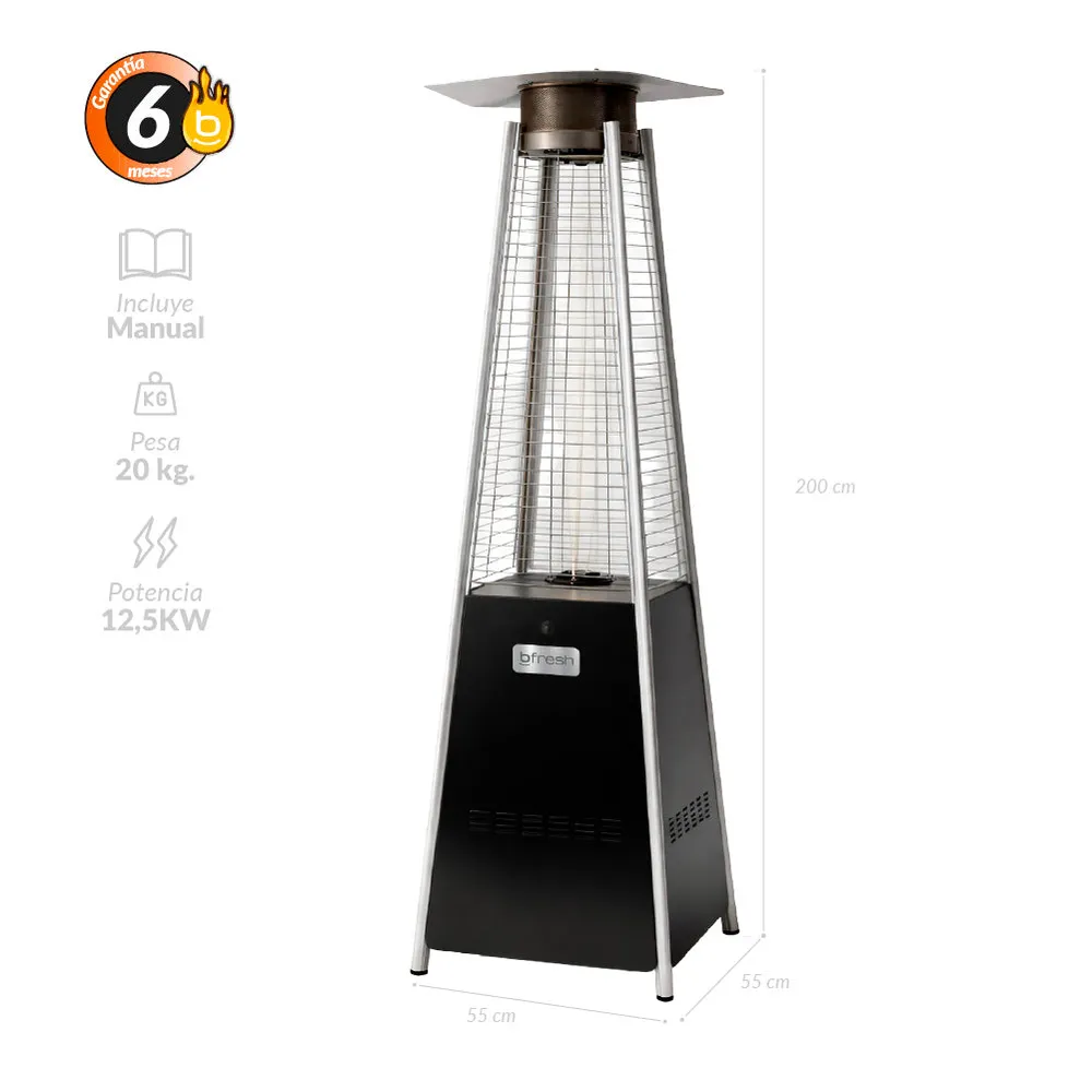 Estufa De Patio Tipo Pirámide Gas 12,5kw Negro Bfresh B-Fresh