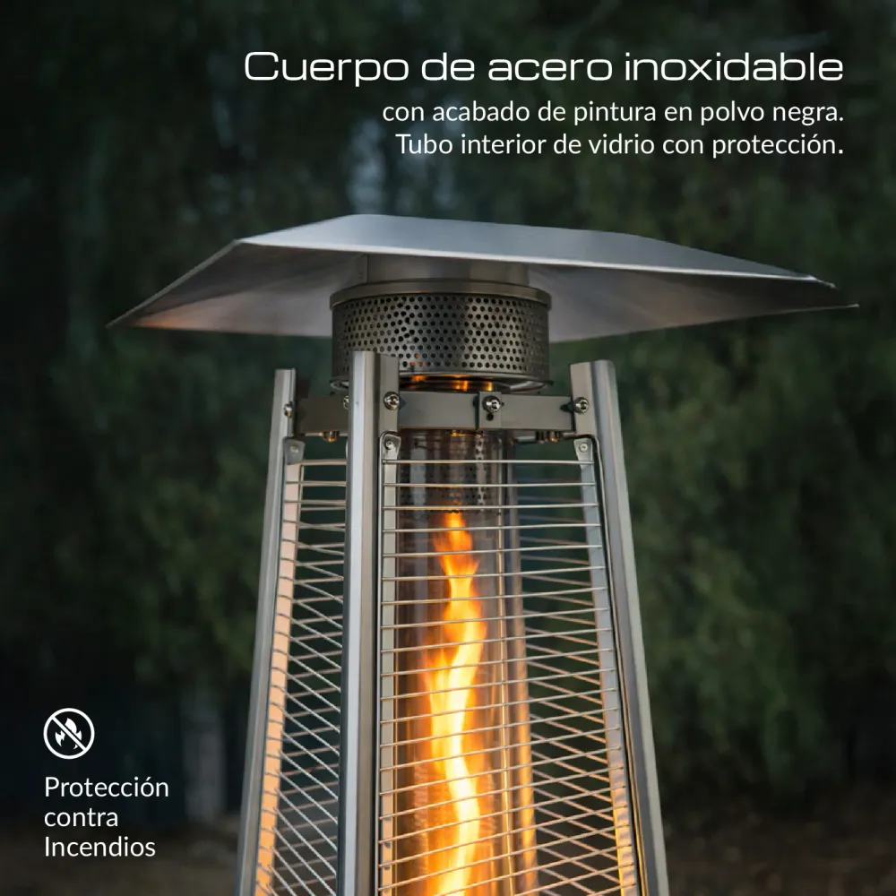 Estufa De Patio Tipo Pirámide Gas 14kw Negro Bfresh B-Fresh