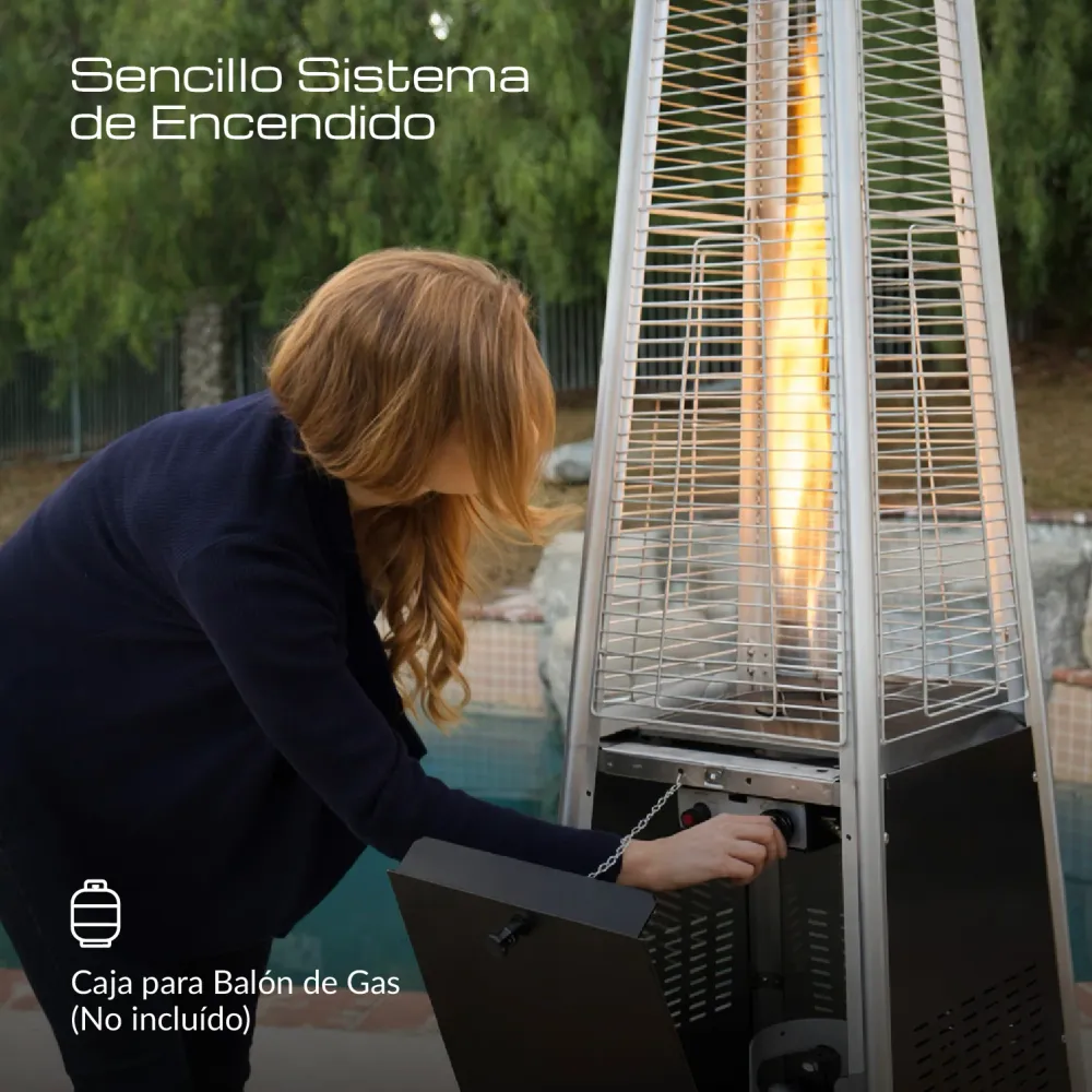 Estufa De Patio Tipo Pirámide Gas 14kw Negro Bfresh B-Fresh