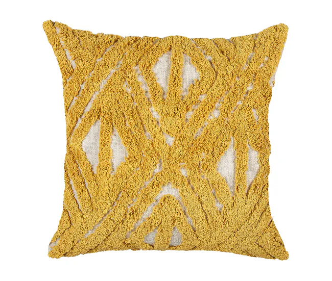 Conjunto de 2 cojines de algodón amarillo mostaza/beige acolchado 45 x 45 cm ALCEA