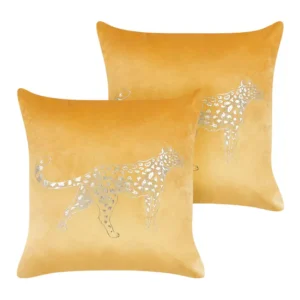 Conjunto de 2 cojines de terciopelo amarillo mostaza/dorado 45 x 45 cm MARULA
