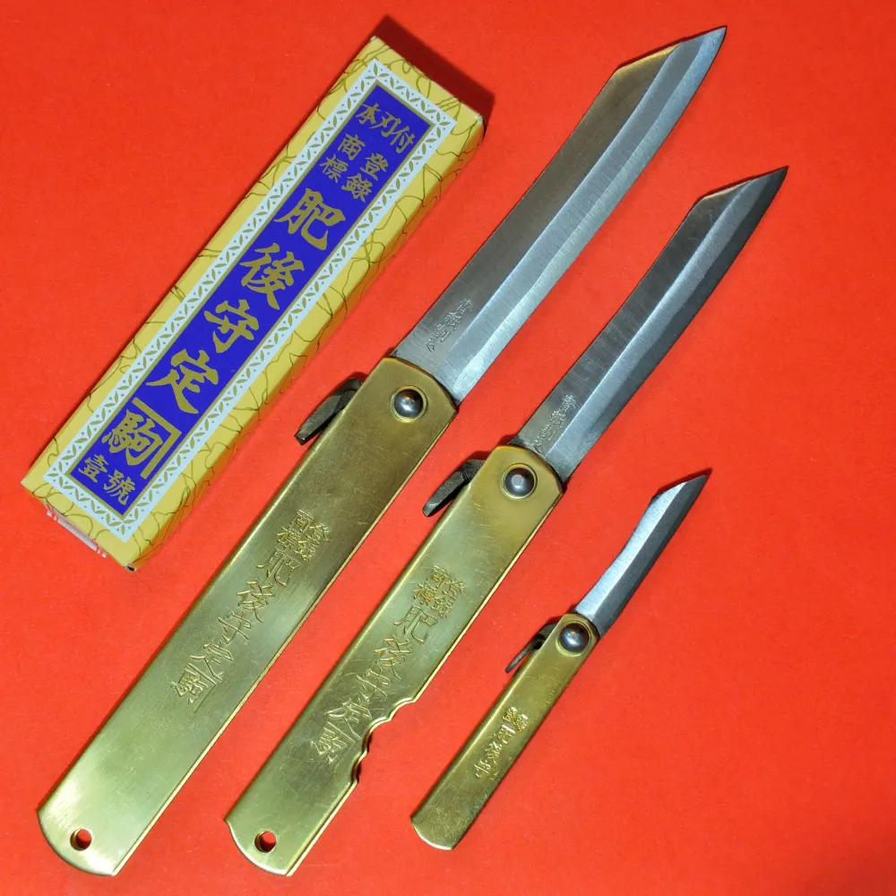 3 NAGAO HIGONOKAMI cuchillo bluesteel de latón Osaka Tools