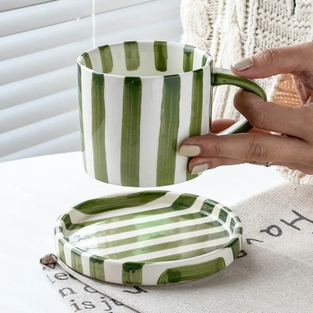 PREVENTA - Set de Platos y Tazas Rayas Vintage Verde 3 un Santú Home & Deco