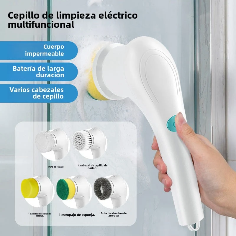 Cepillo de Limpieza Eléctrico – 5 Cabezas Intercambiables y Mango Largo Kuai Kuai