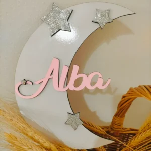 Luna personalizada con nombre El trébol Rosa