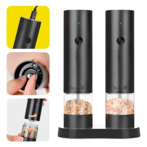 Set Molinillo Sal Y Pimienta Electrico Con Base Usb C Beiti