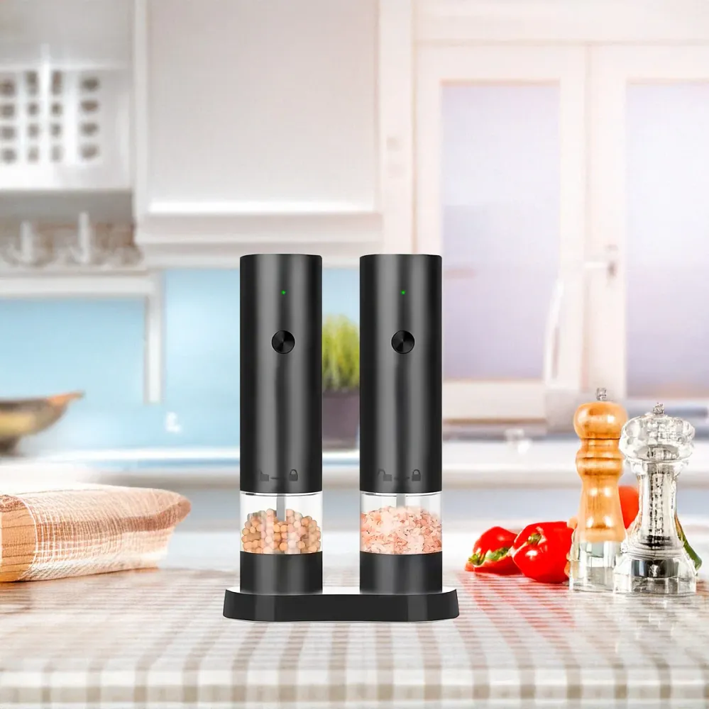 Set Molinillo Sal Y Pimienta Electrico Con Base Usb C Beiti