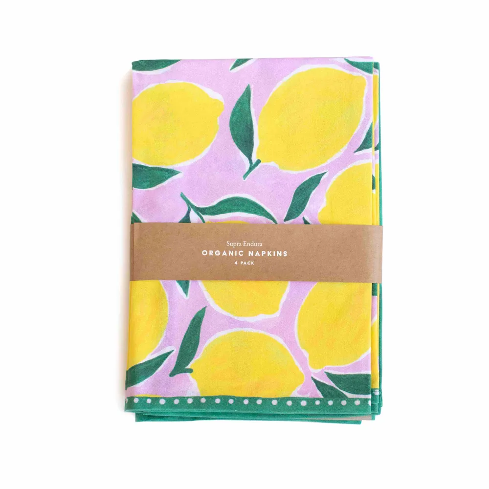 Organic Cotton Napkins - Limited Edition Lemons Supra Endura