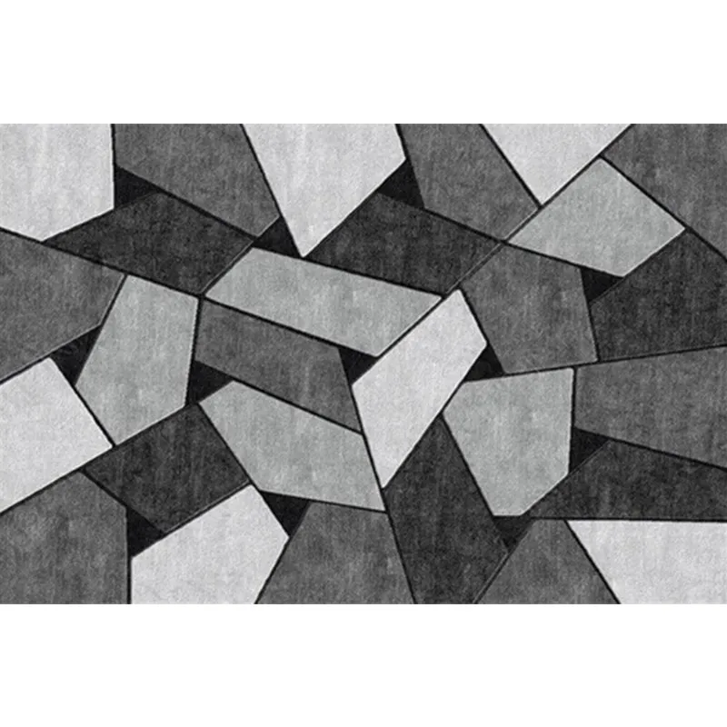 Tapis de salon moderne en bloc de couleur noir et gris, tapis imprimé de forme irrégulière, tapis en poliéster lavable en...