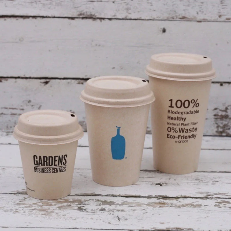 Taza de papel compostable de un solo papel con impresión flexográfica personalizada para té con leche de batido