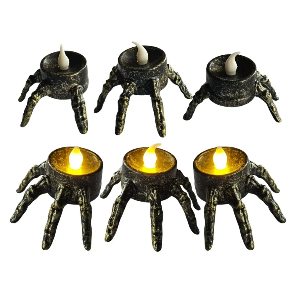 Pack 6 Velas Led Dedos Calavera Gris Glam